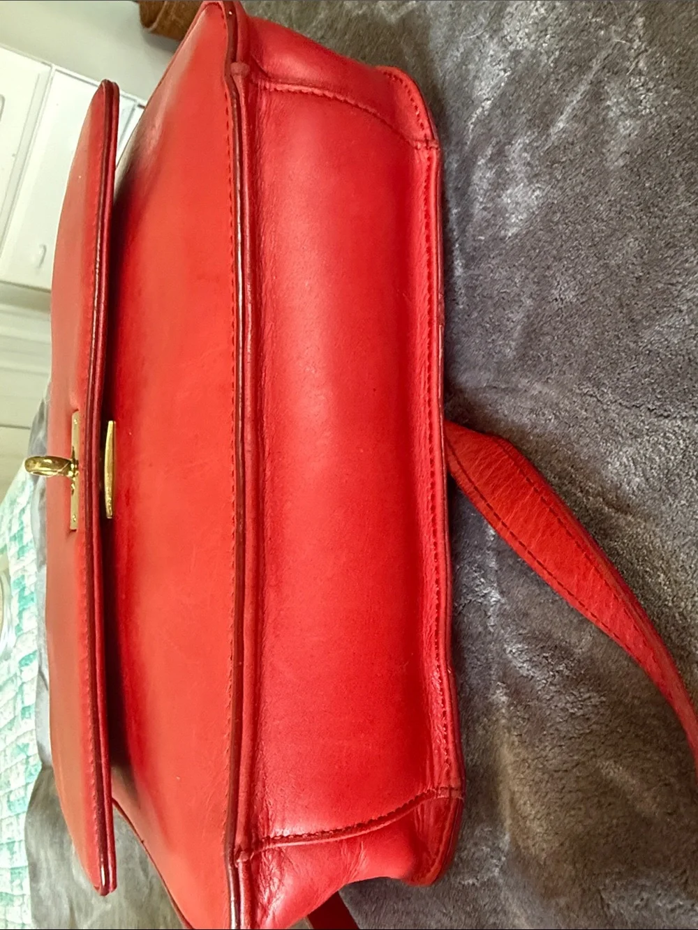 J. Crew Red Leather Top-Handle Satchel with Shoulder Strap Model 2011